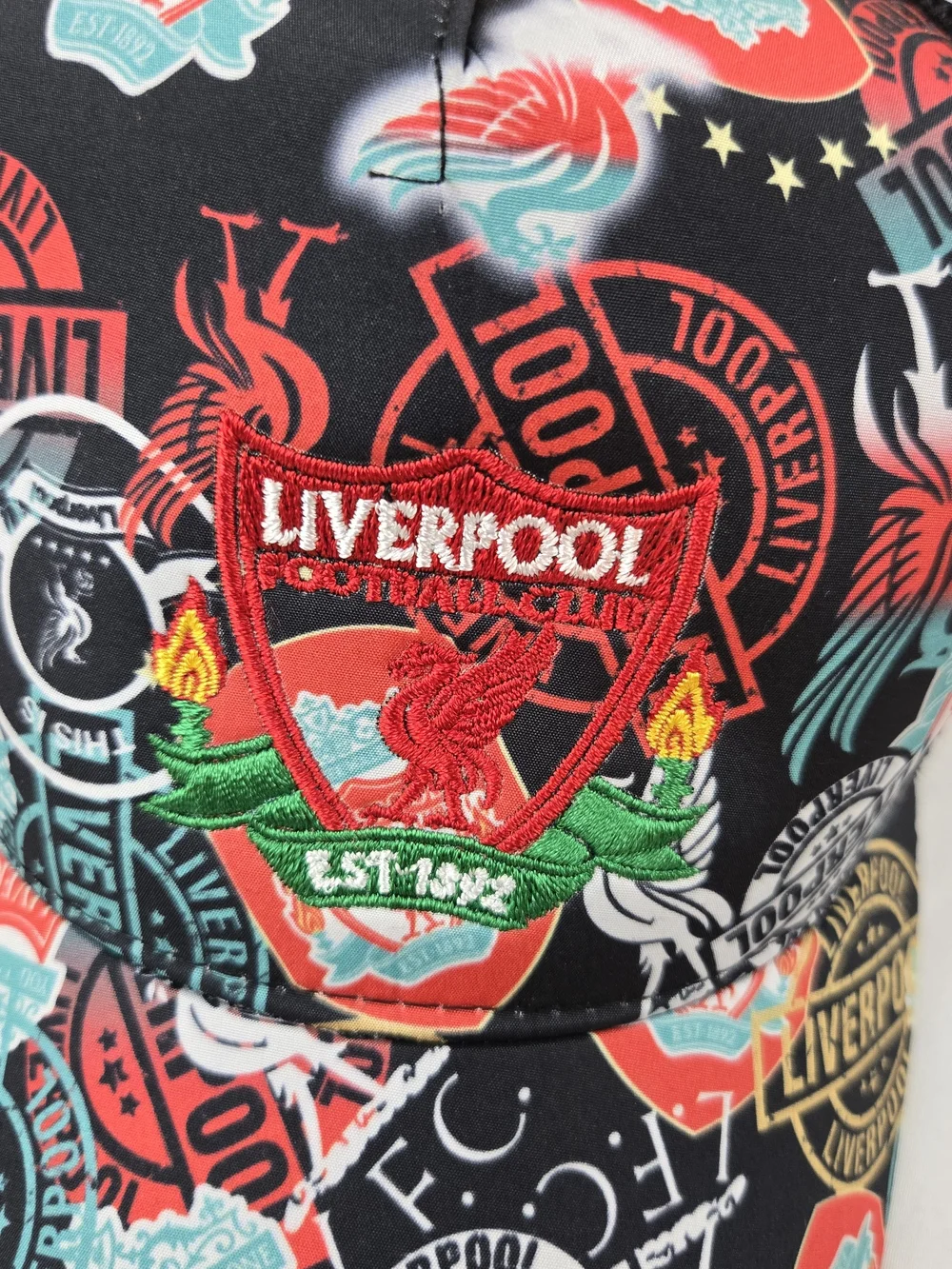 Liverpool FC All Over Print Trucker Hat Snapback Black Red One Size